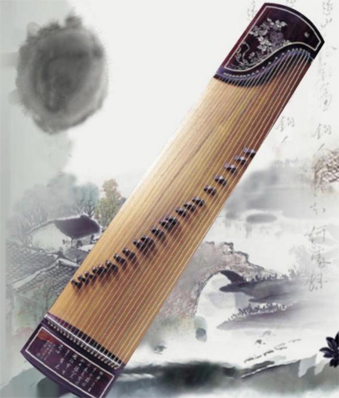 Guzheng in einer Wasserlandschaft